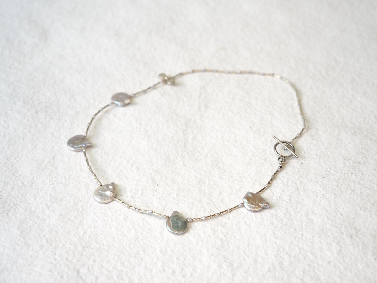-Silver pearl- silver choker