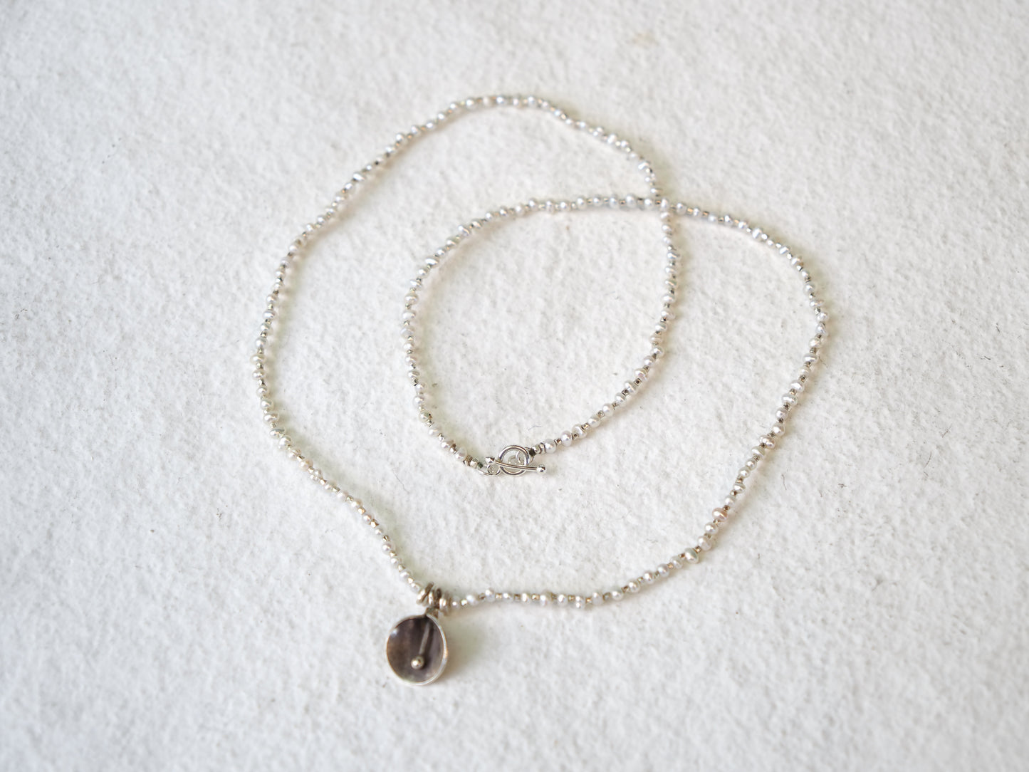 -Flower charm- pearl 'beads line' pendant
