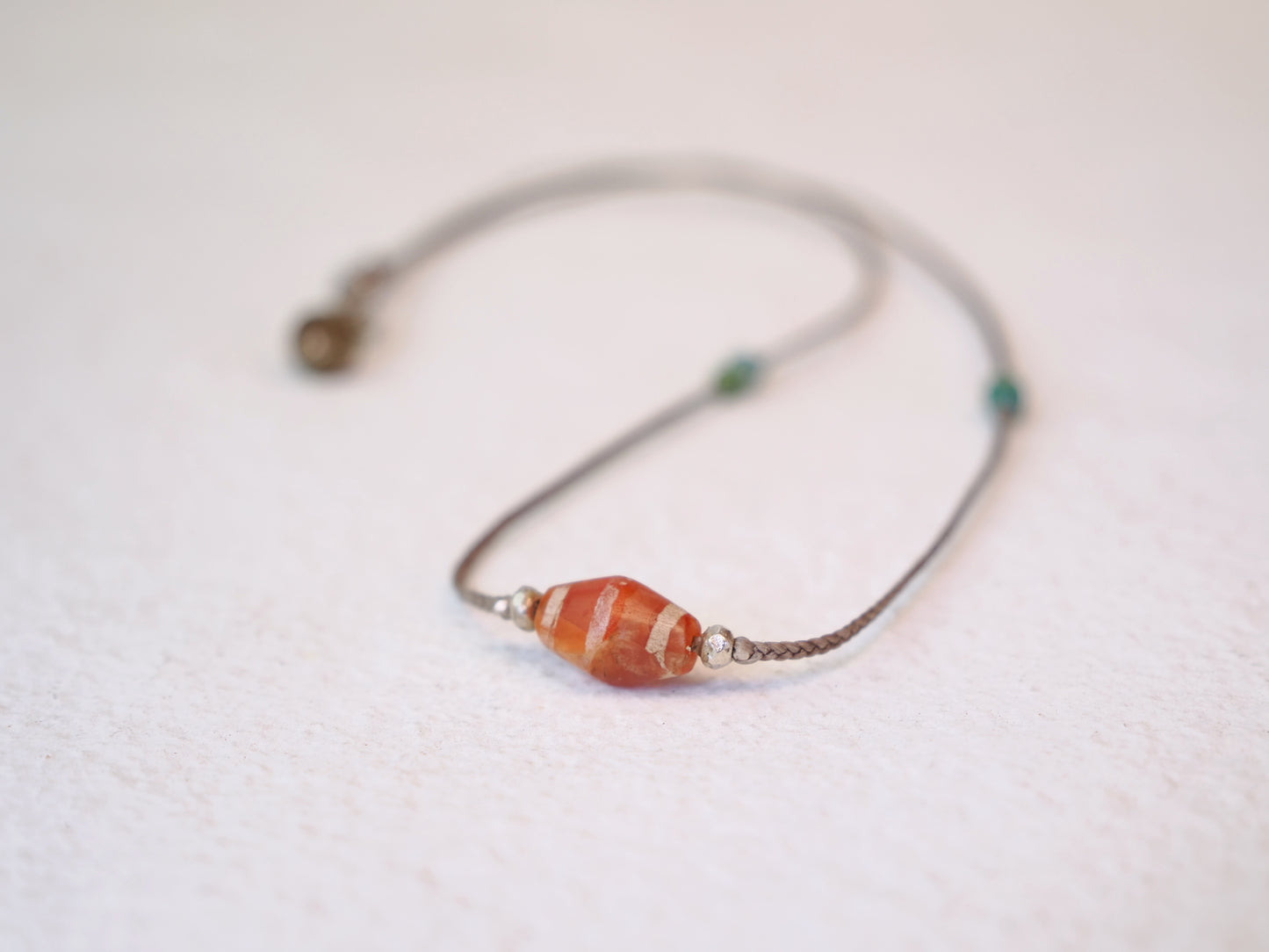 -Etched carnelian- code necklace