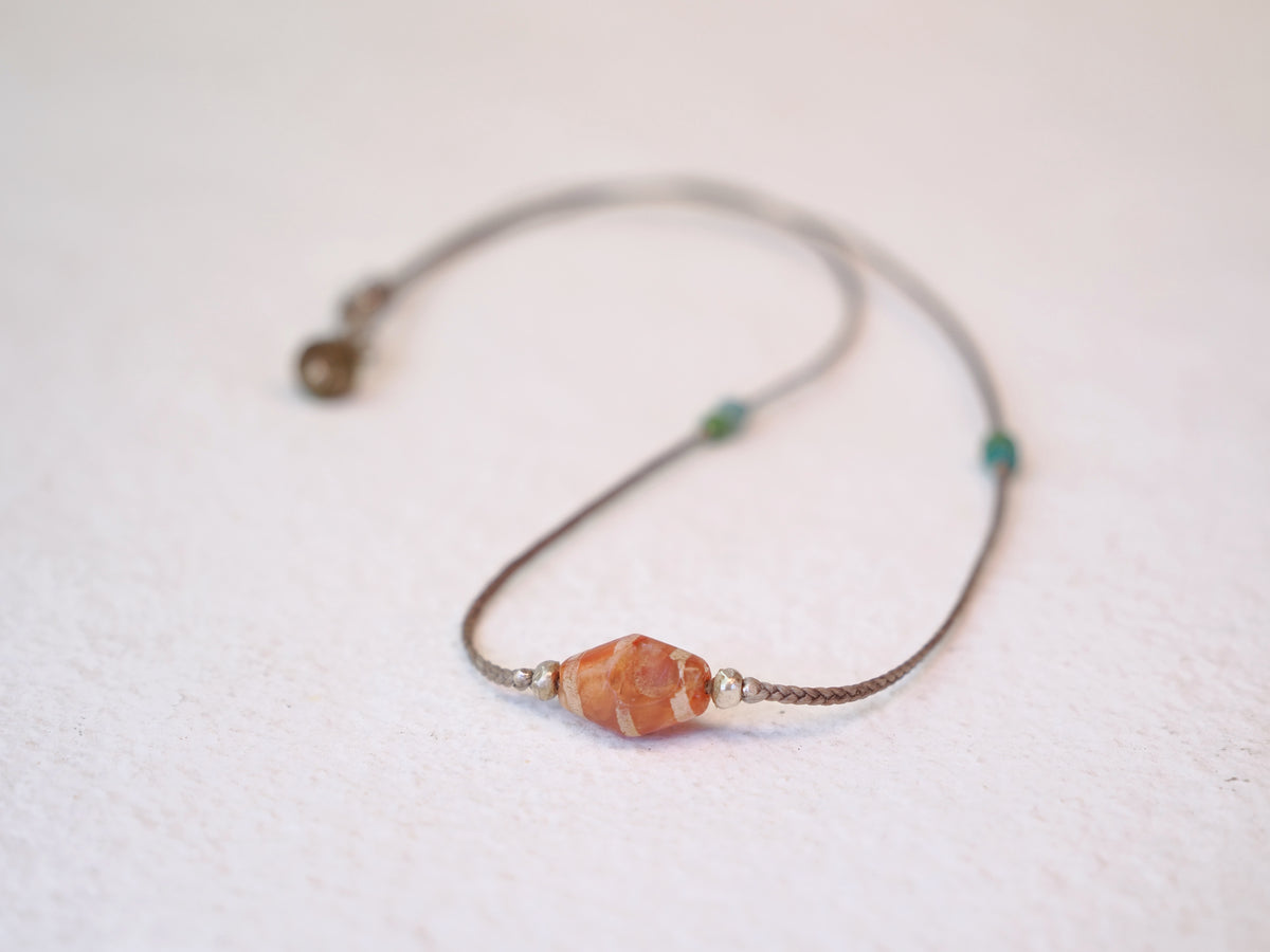 -Etched carnelian- code necklace