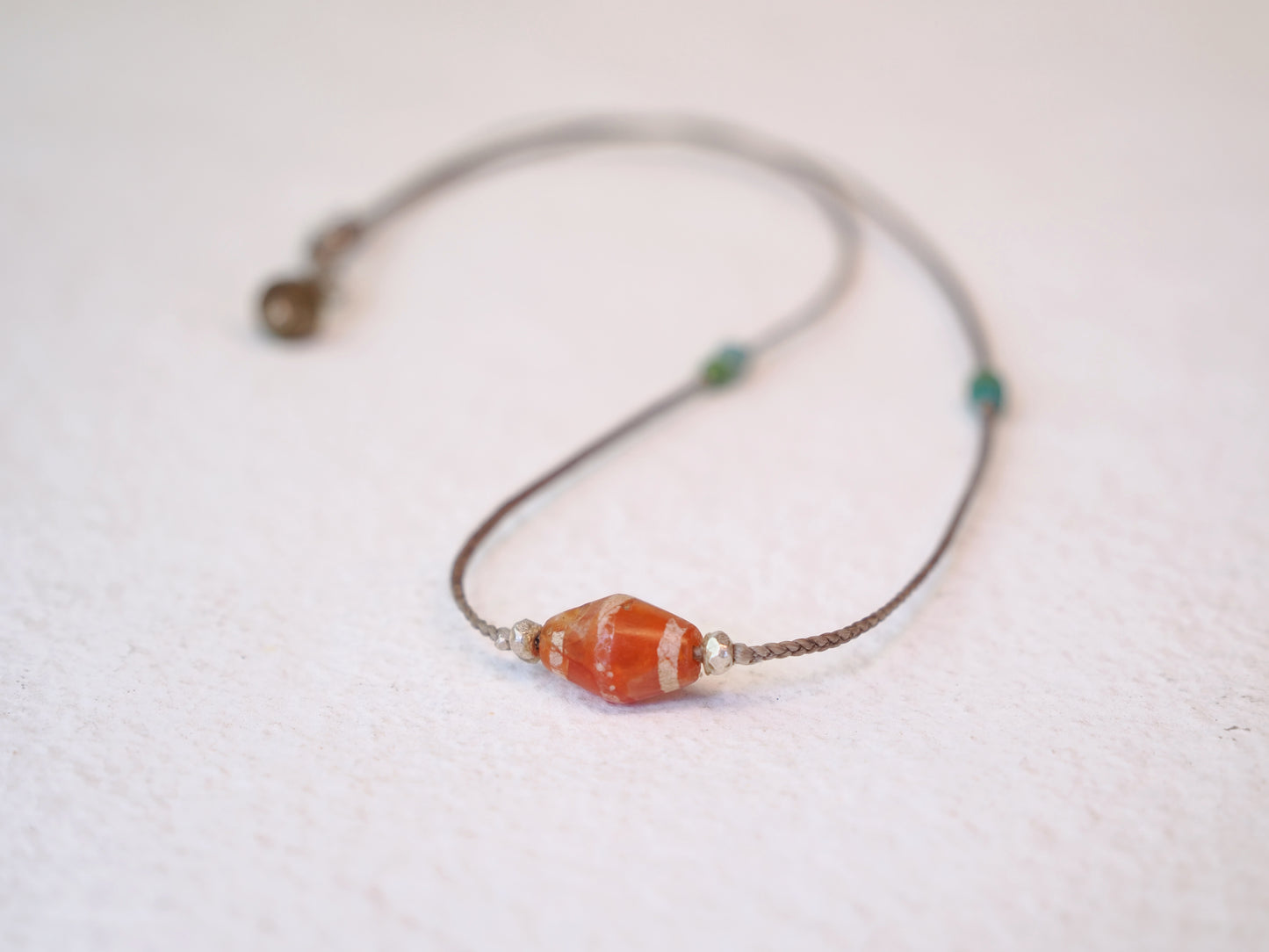 -Etched carnelian- code necklace