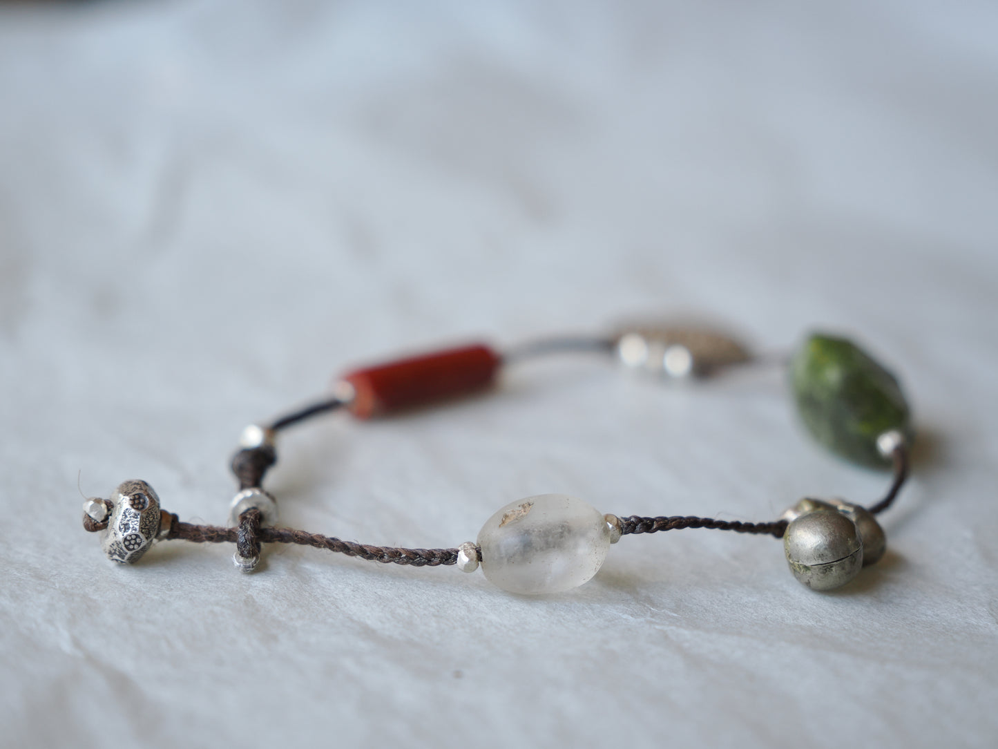 -Afgan silver・stone beads Assort- code bracelet