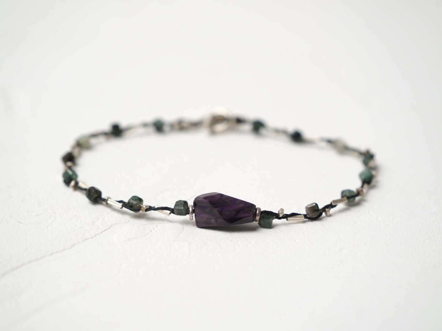 -Sugilite- 'emerald・silver' braid