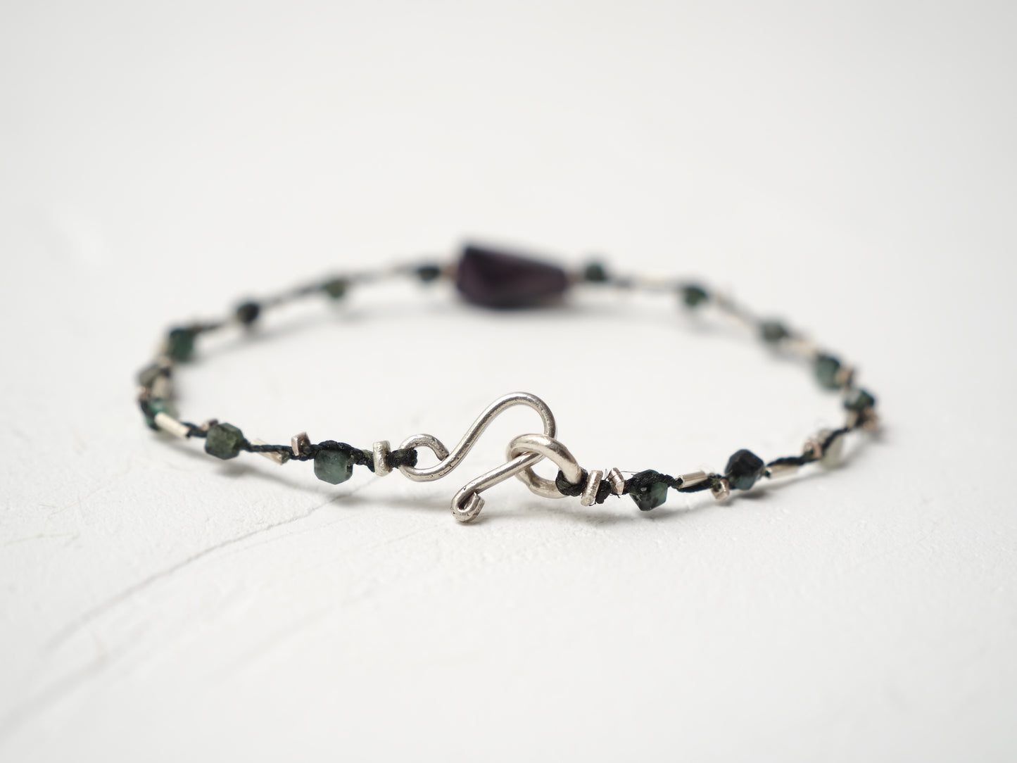 -Sugilite- 'emerald・silver' braid
