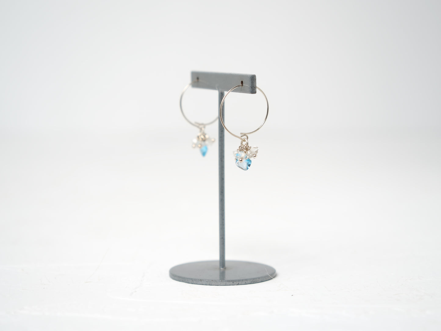 <MTO> -Swissblue topaz・Herkimer diamond- hoops