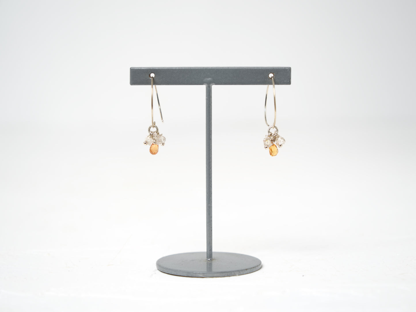 -Orange sapphire・Herkimer diamond- hoops