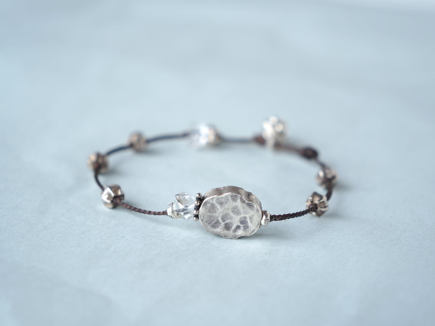 -Silver・Herkimer diamond- code bracelet
