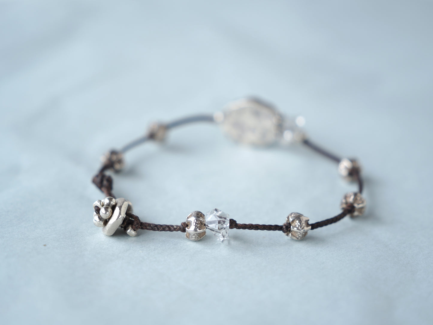-Silver・Herkimer diamond- code bracelet