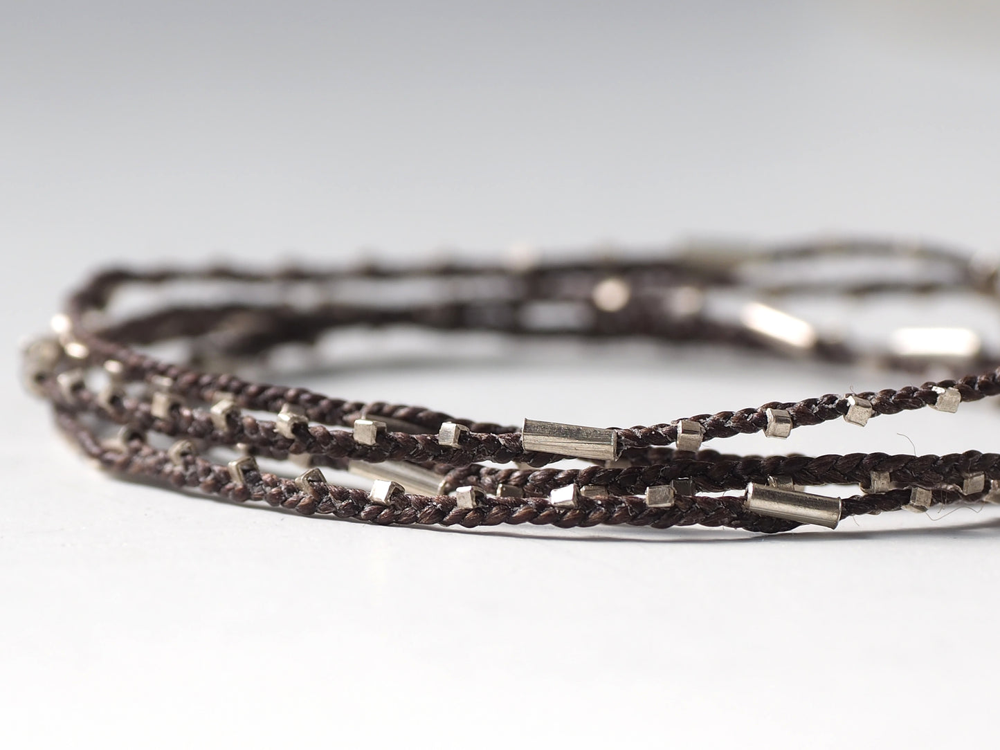 Silver braid bracelet 'brown'