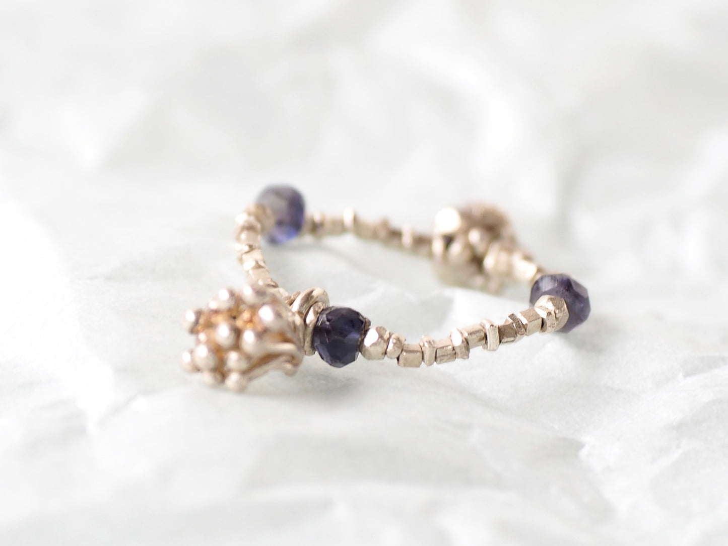 -Botanical charm・Iolite- beads ring
