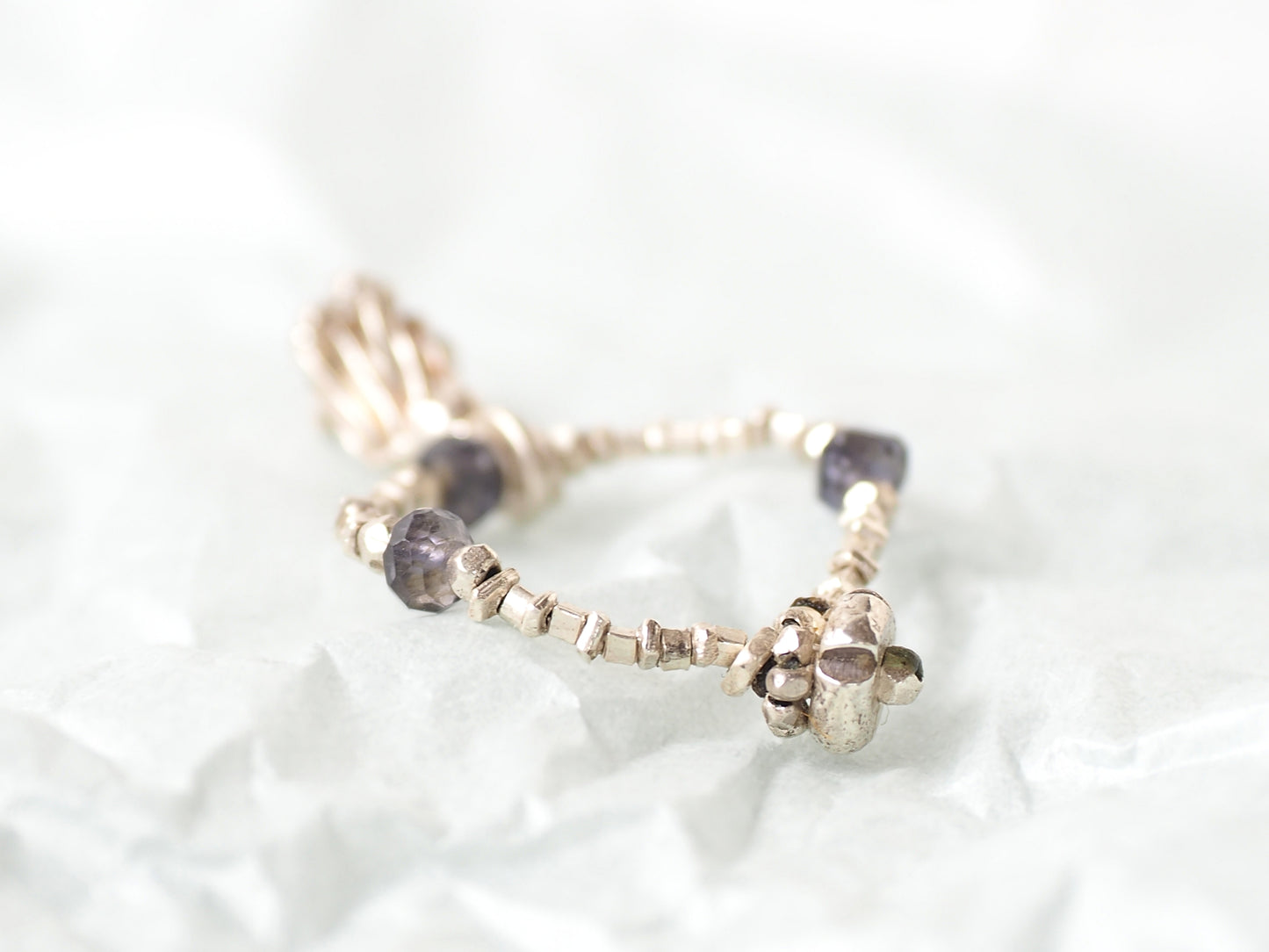 -Botanical charm・Iolite- beads ring