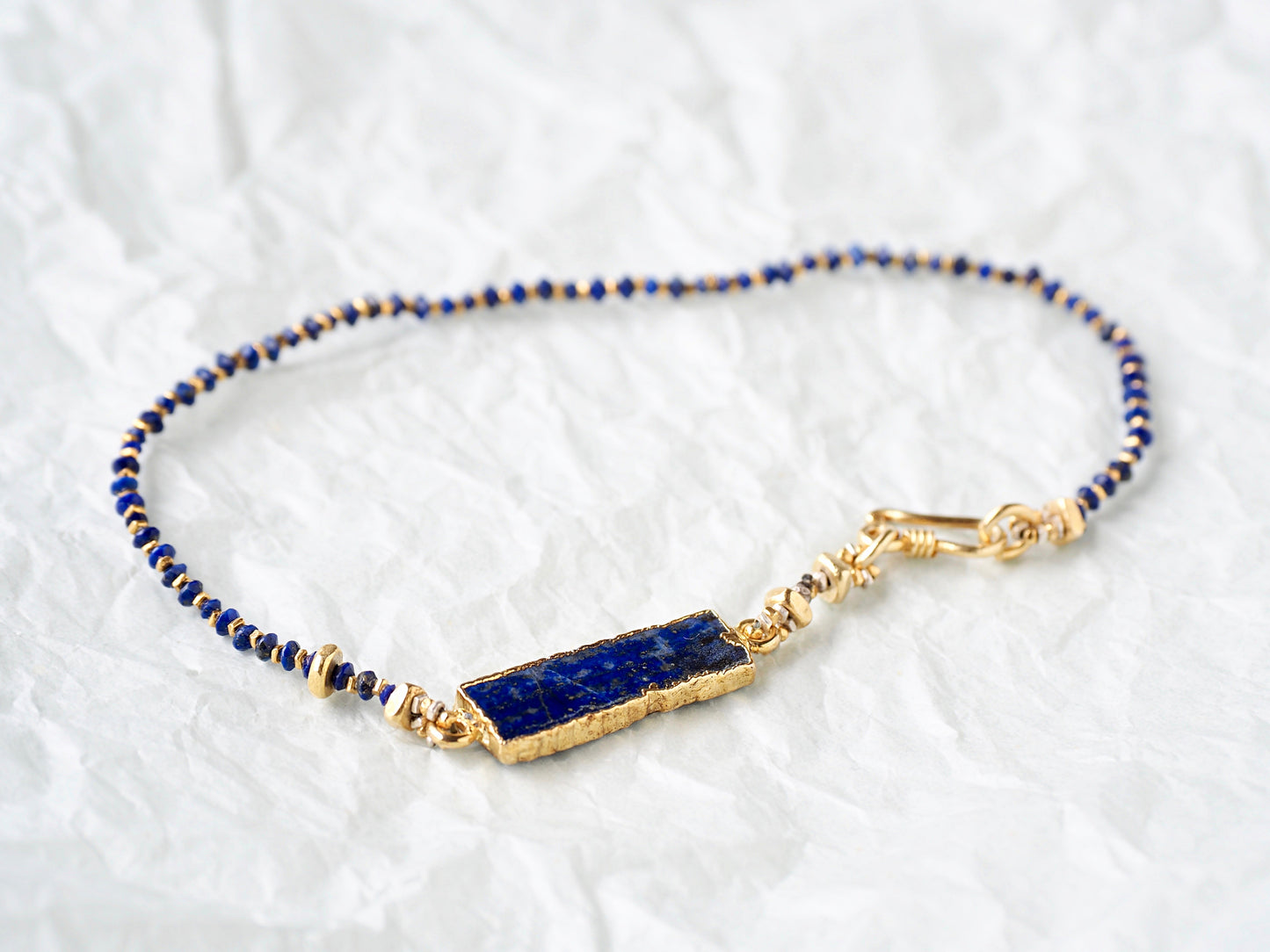 -lapis lazuli- gold anklet