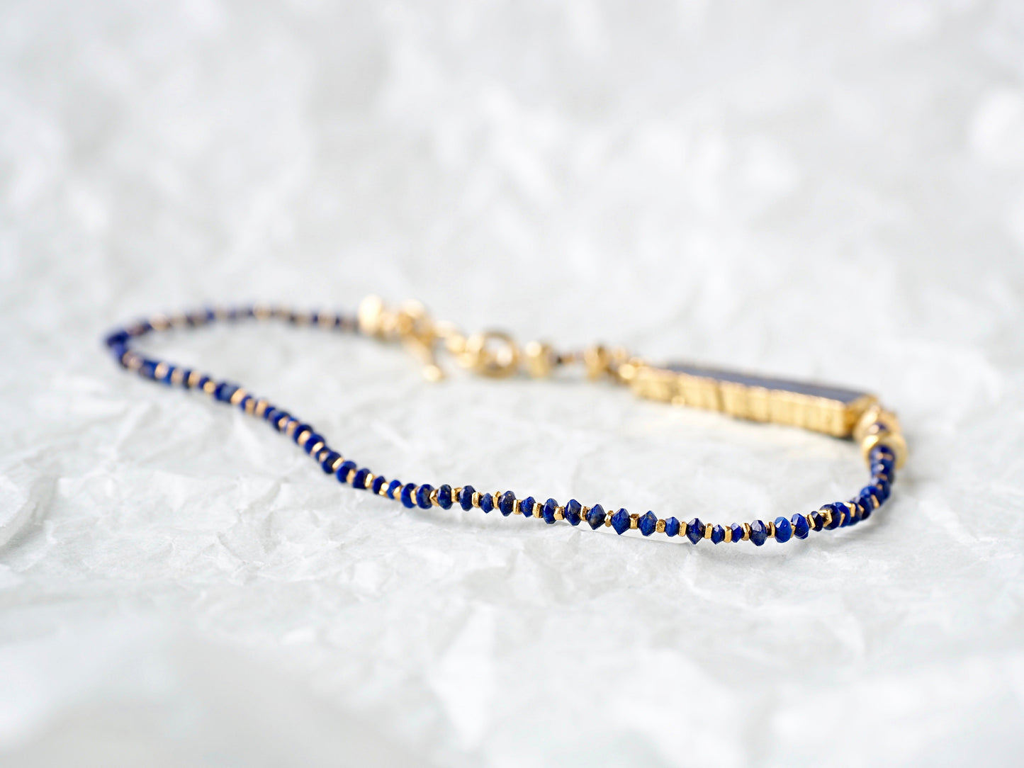 -lapis lazuli- gold anklet