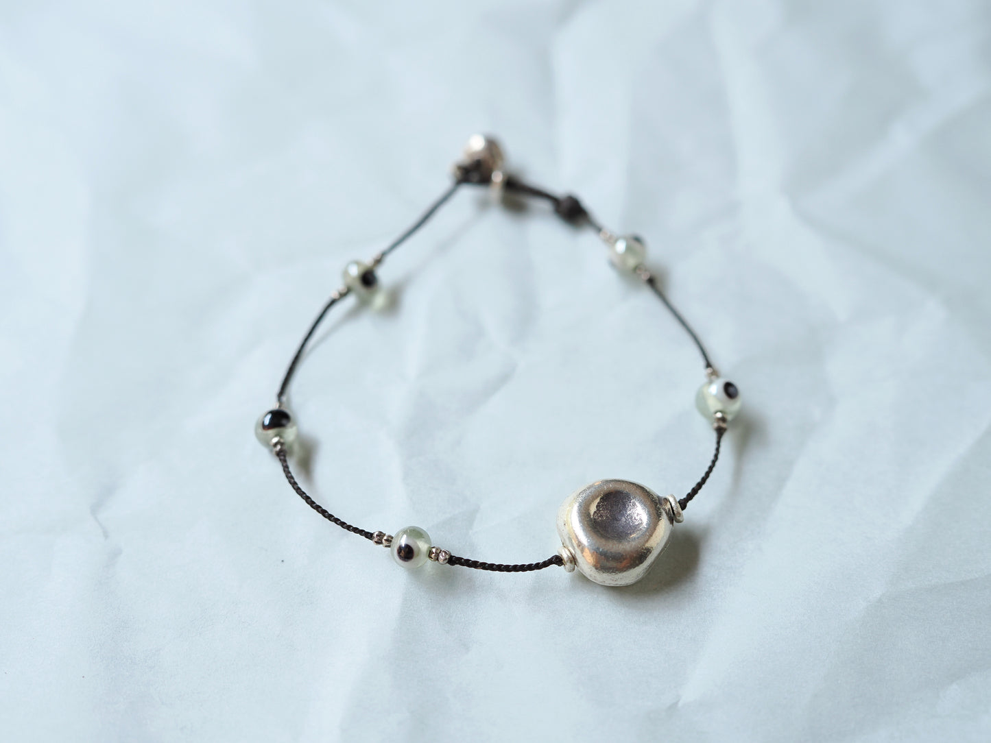 -Silver・Eyebeads- code bracelet