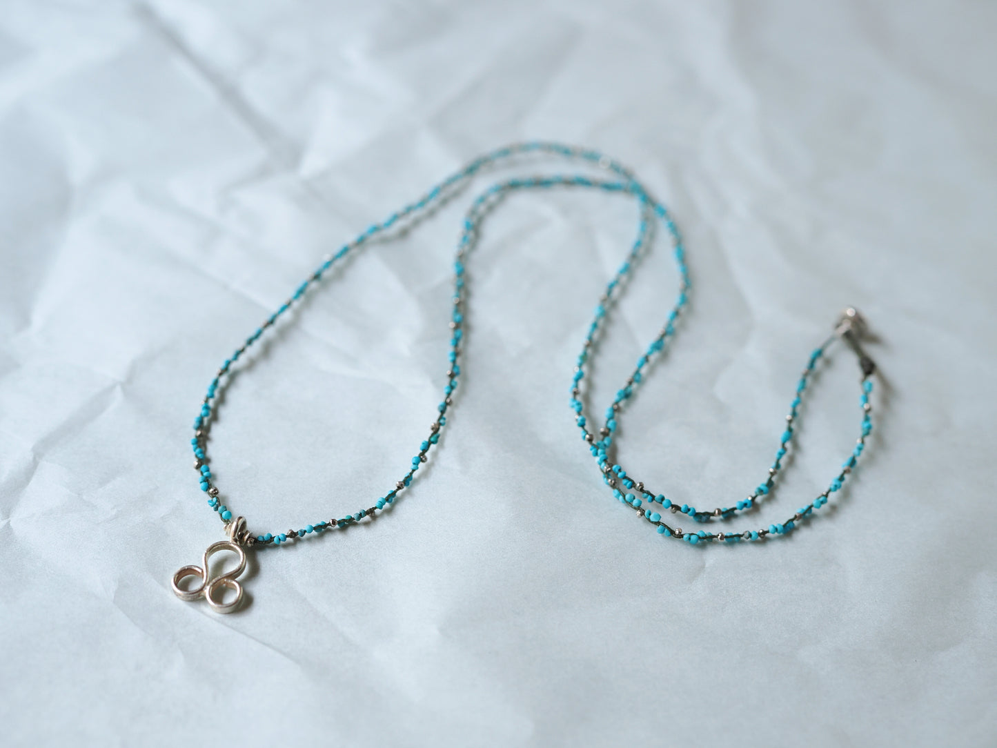 -Turquoise- braid long pendant