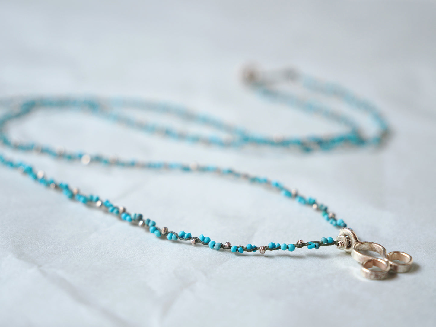 -Turquoise- braid long pendant