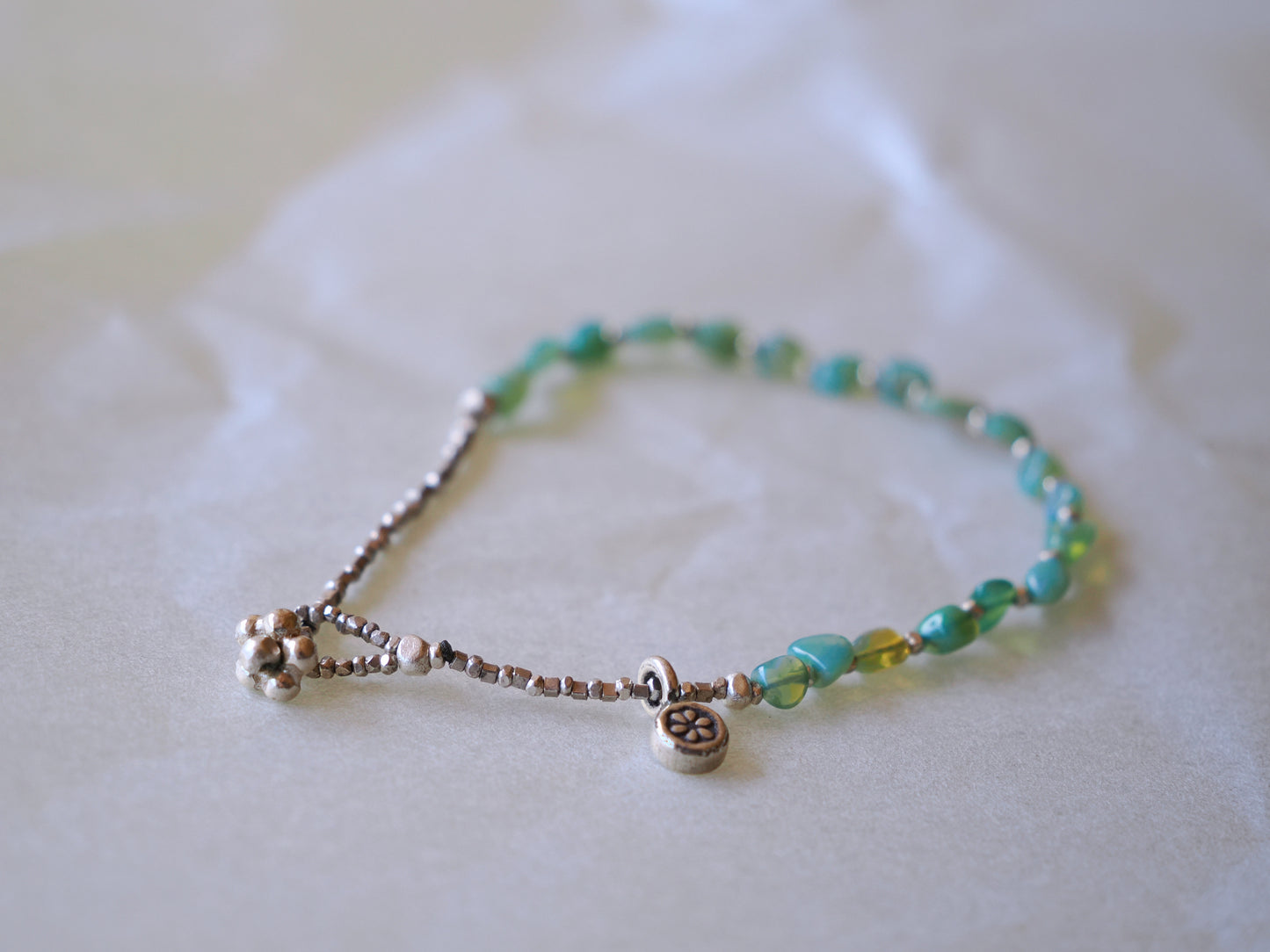 -Green opal- silver bracelet