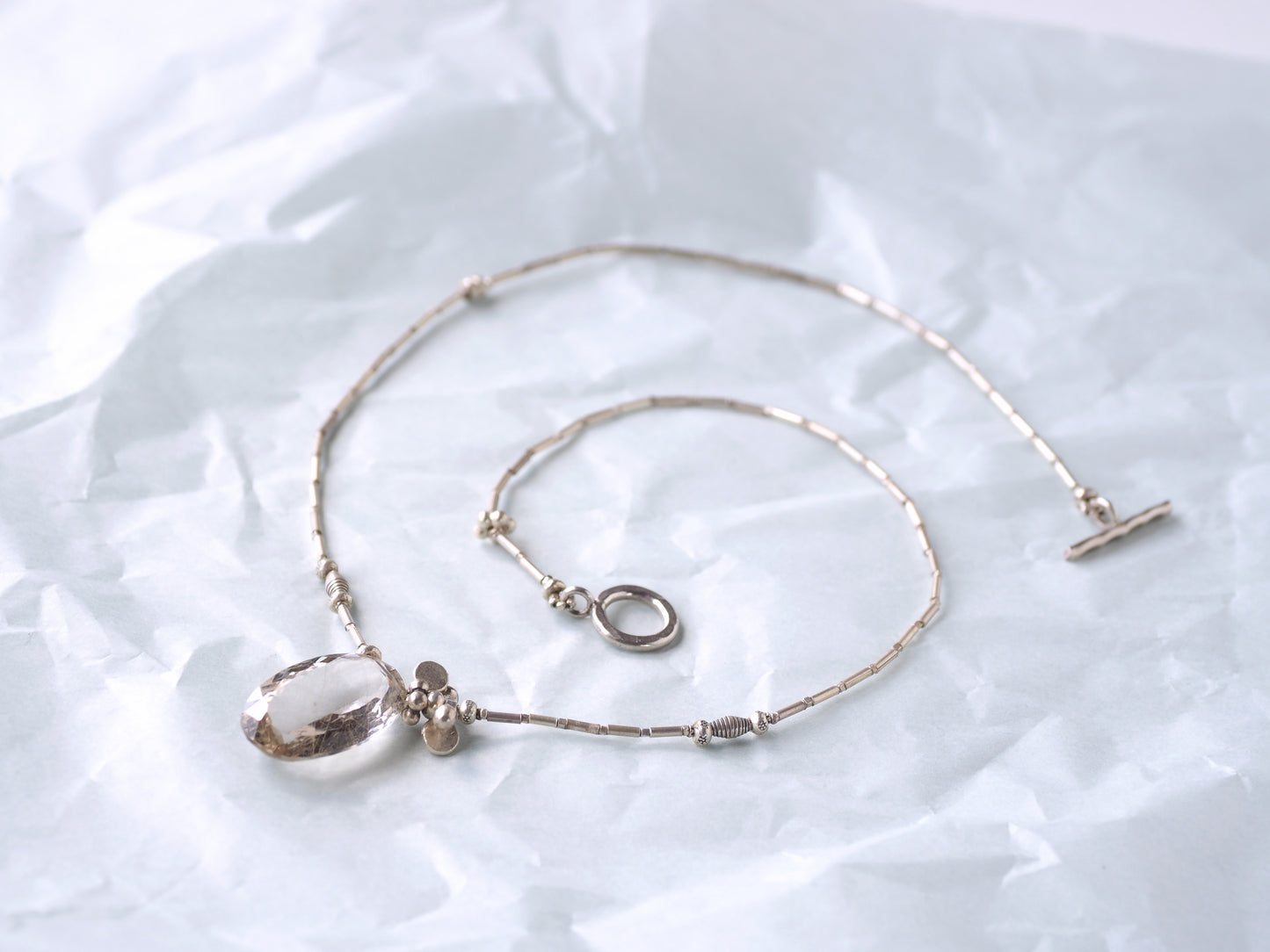 -Rutilaited quartz- silver necklace