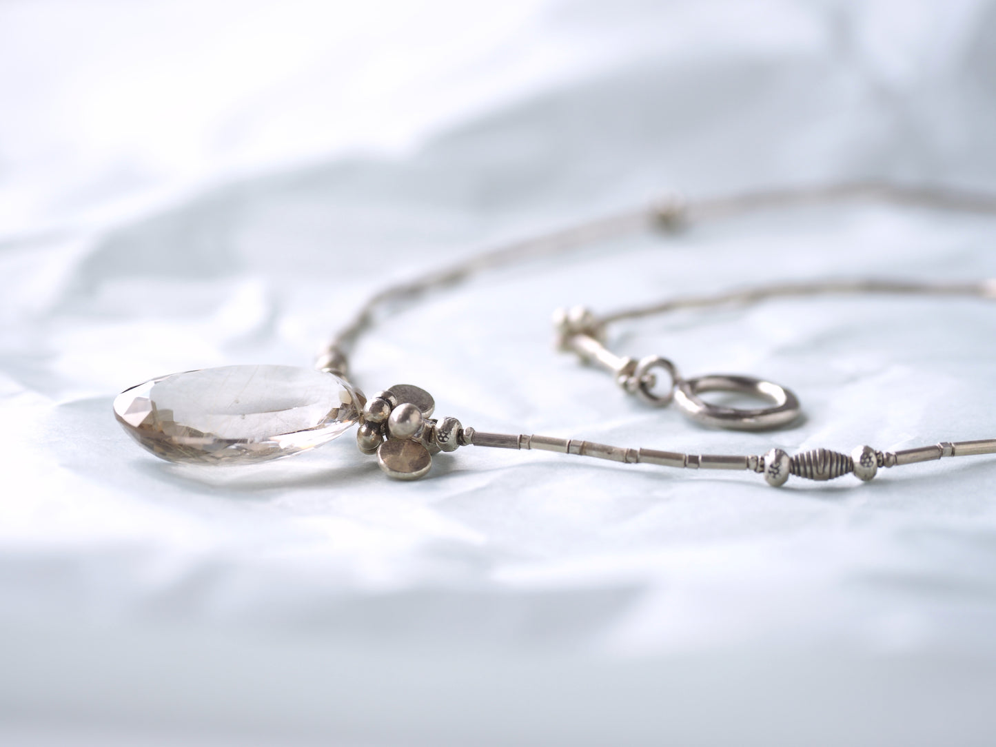 -Rutilaited quartz- silver necklace