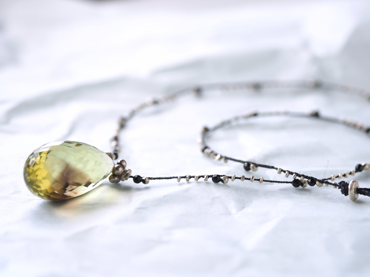 'by color' lemon quartz braid necklace