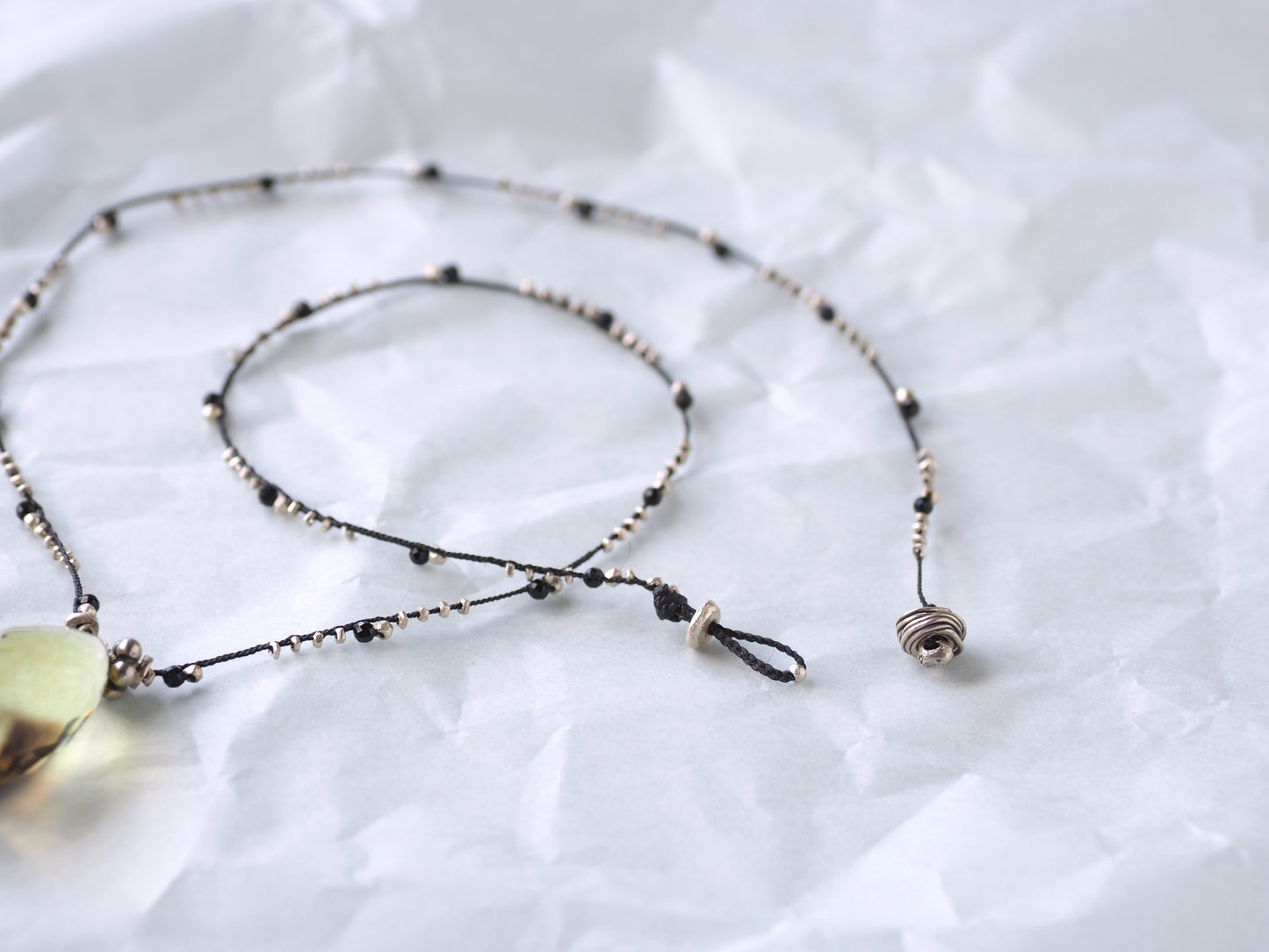 'by color' lemon quartz braid necklace