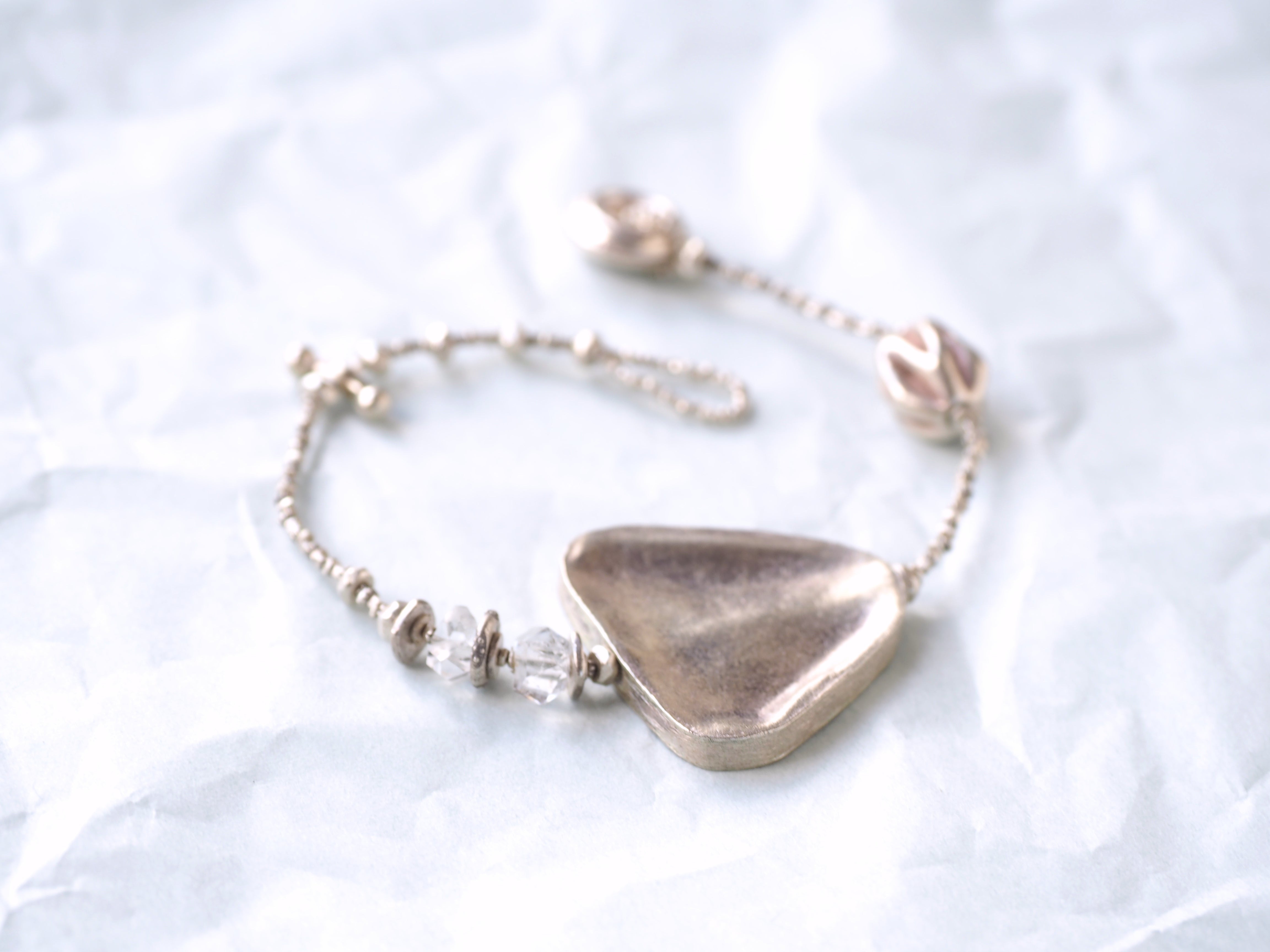 Triangle silver・Herkimer diamond- silver bracelet – K A L P A