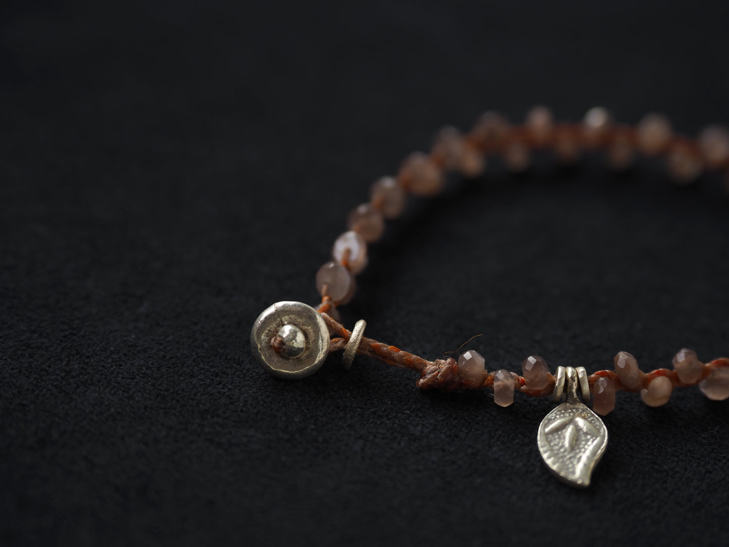 -Brown moonstone- braid bracelet