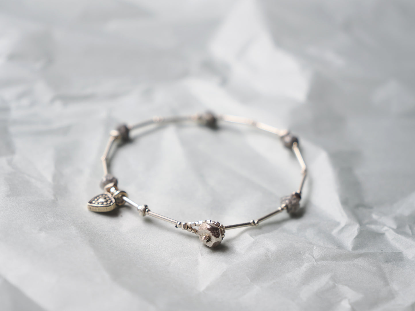 -Grey diamond- silver bracelet