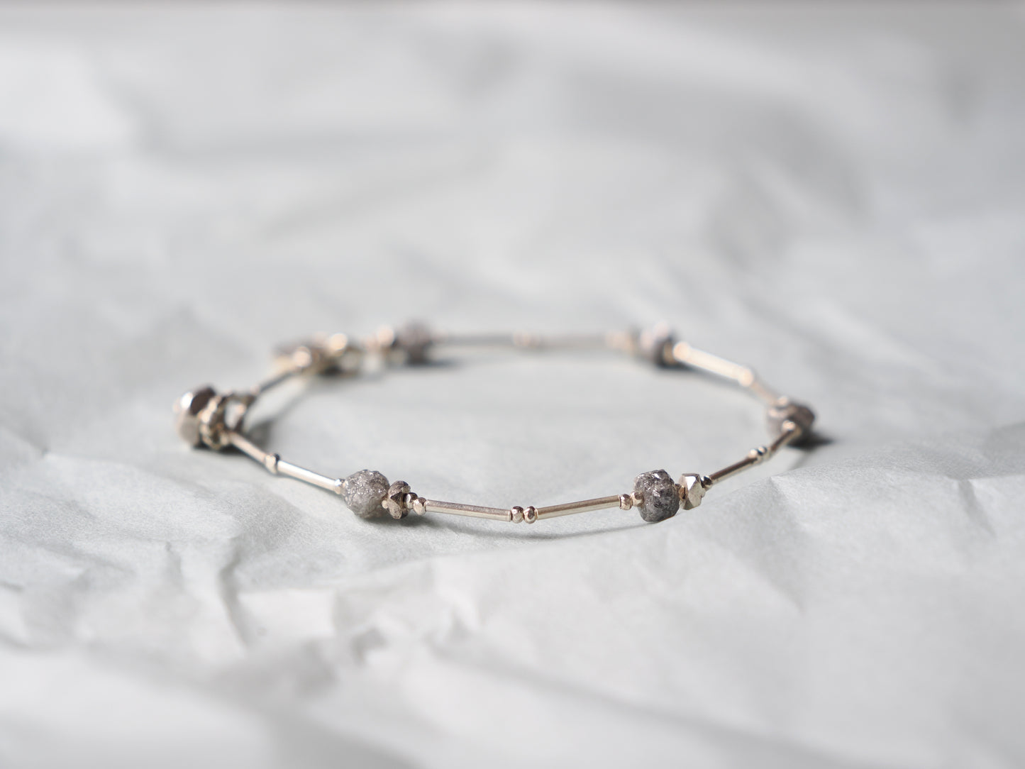 -Grey diamond- silver bracelet