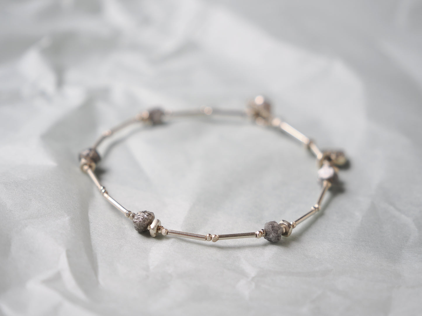 -Grey diamond- silver bracelet