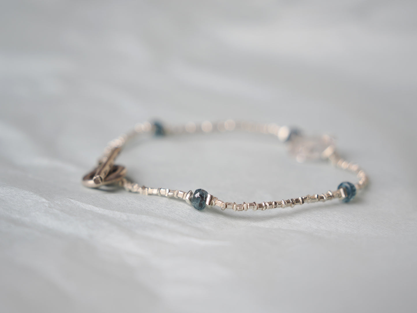 -Herkimer diamond・Kyanite- silver bracelet