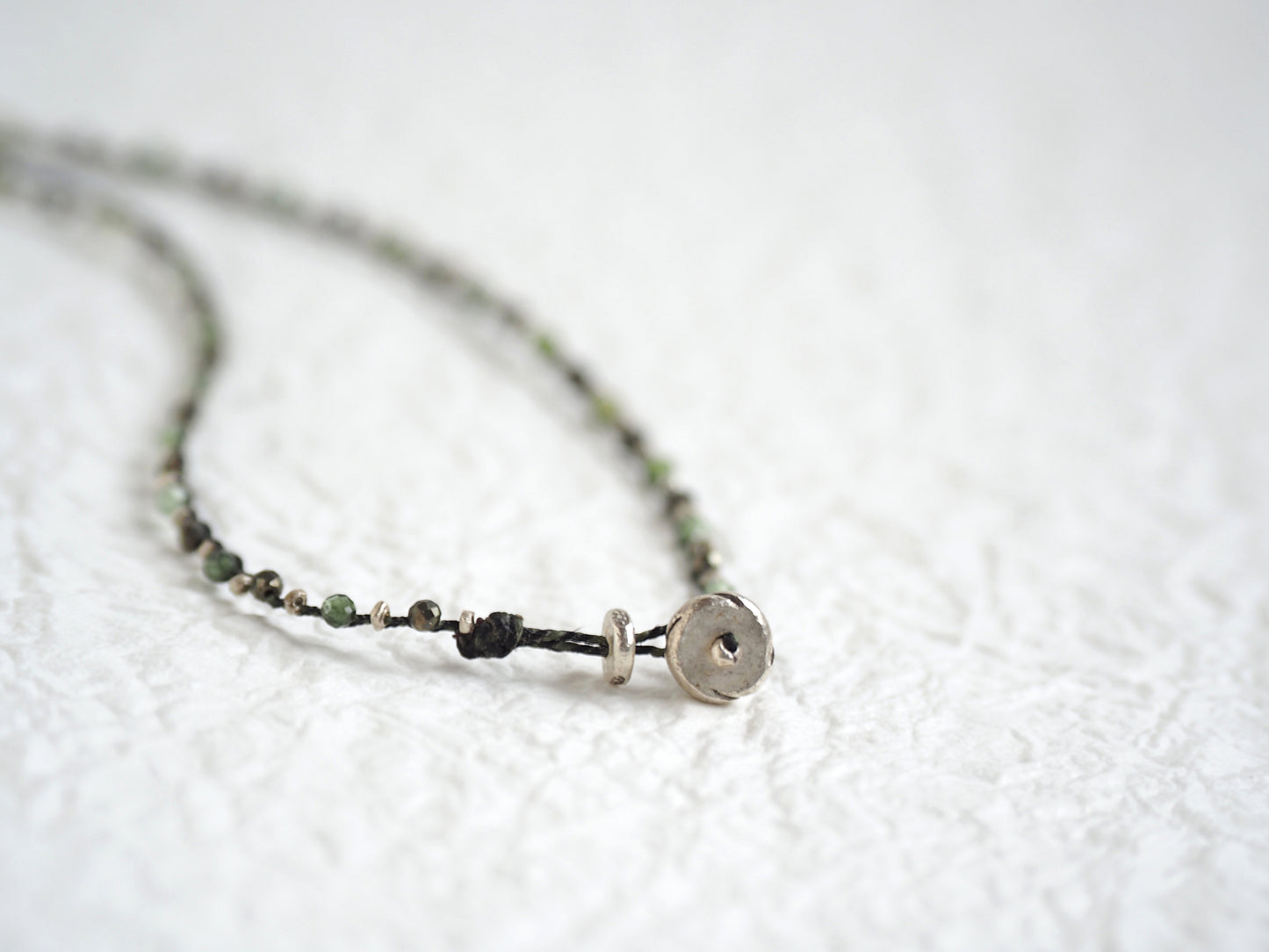 -Green tourmaline・Pyrite- braid pendant