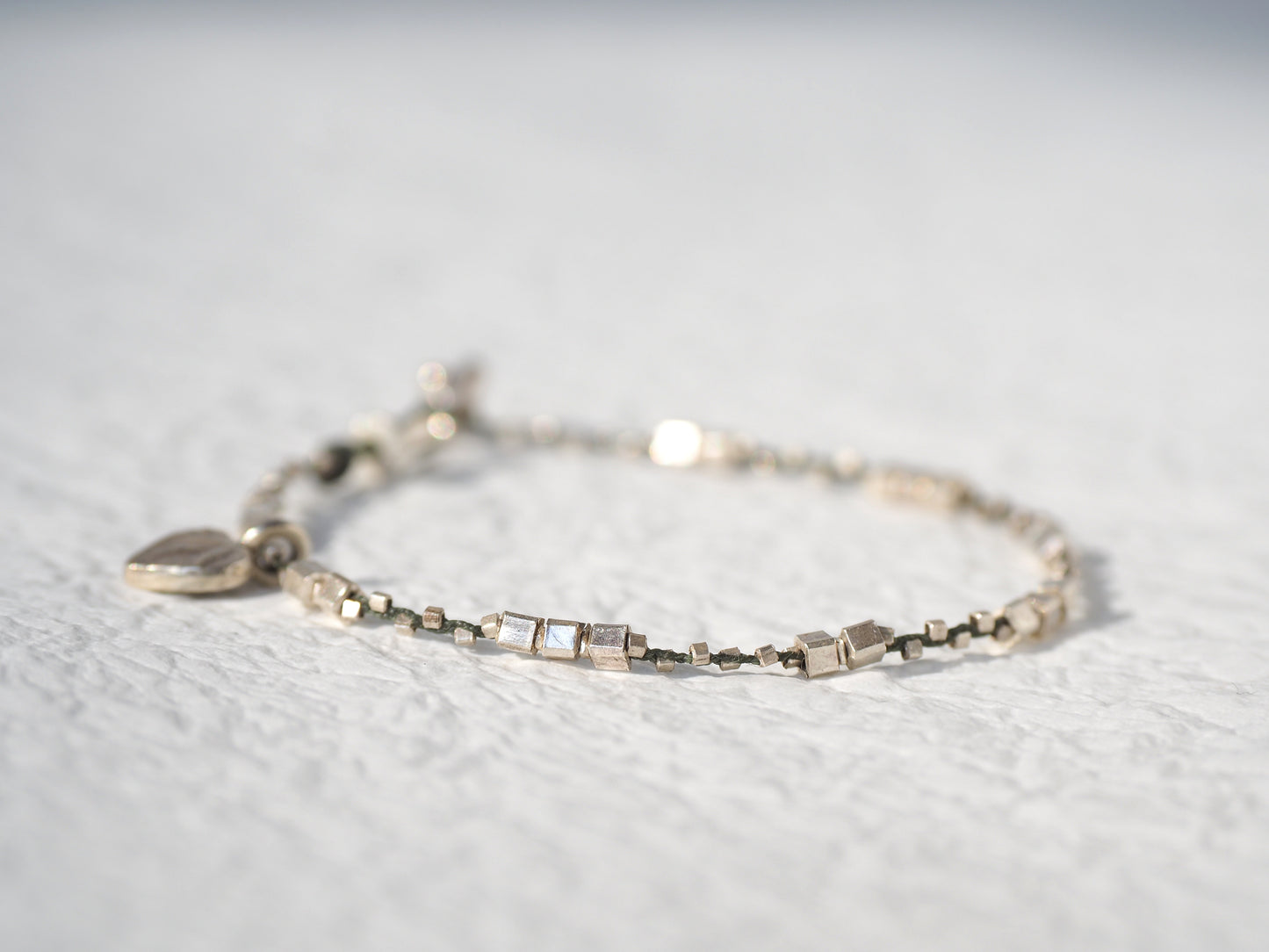 Braid bracelet -cube silver-