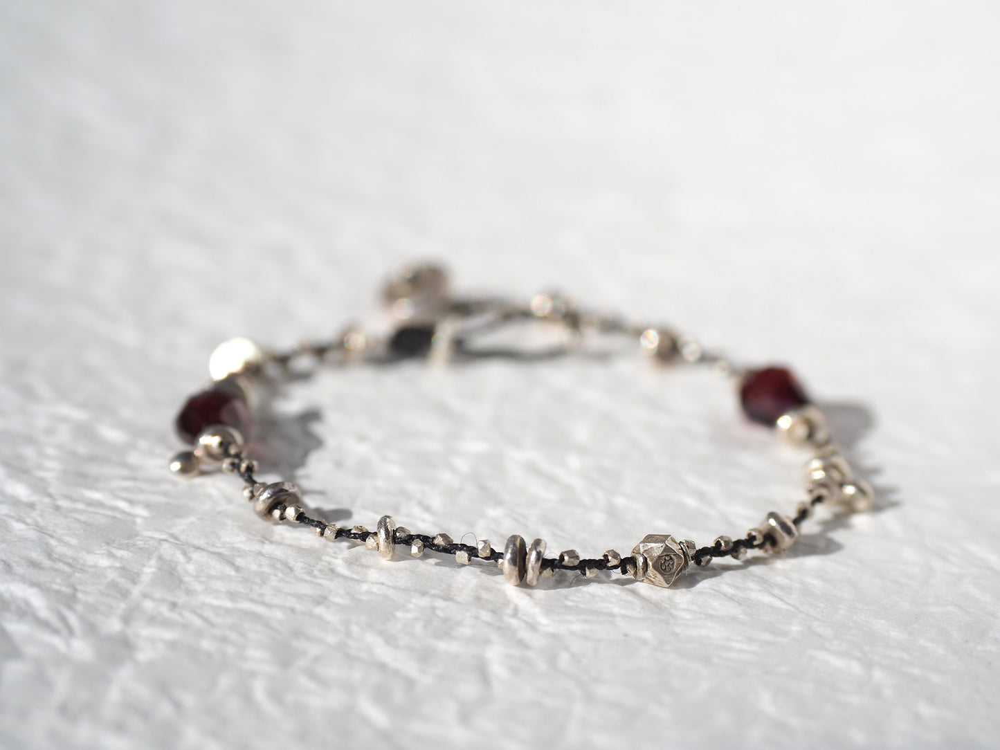 -Garnet・Silver- braid bracelet