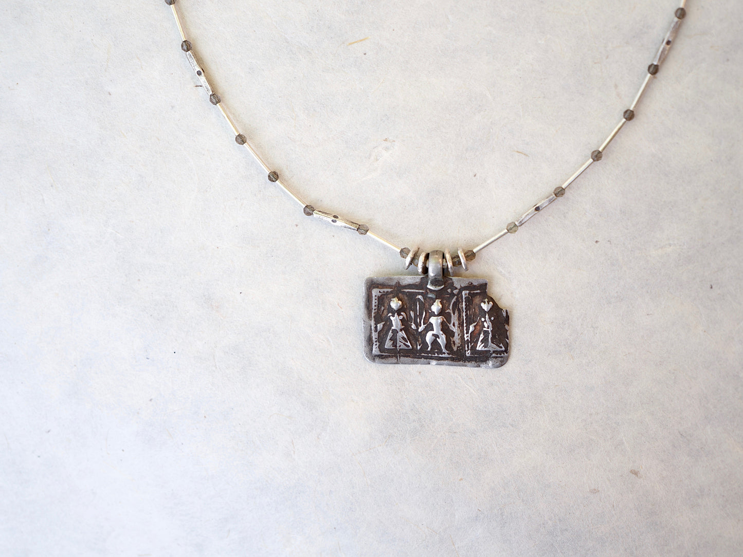 -Visnu relief- silver pendant