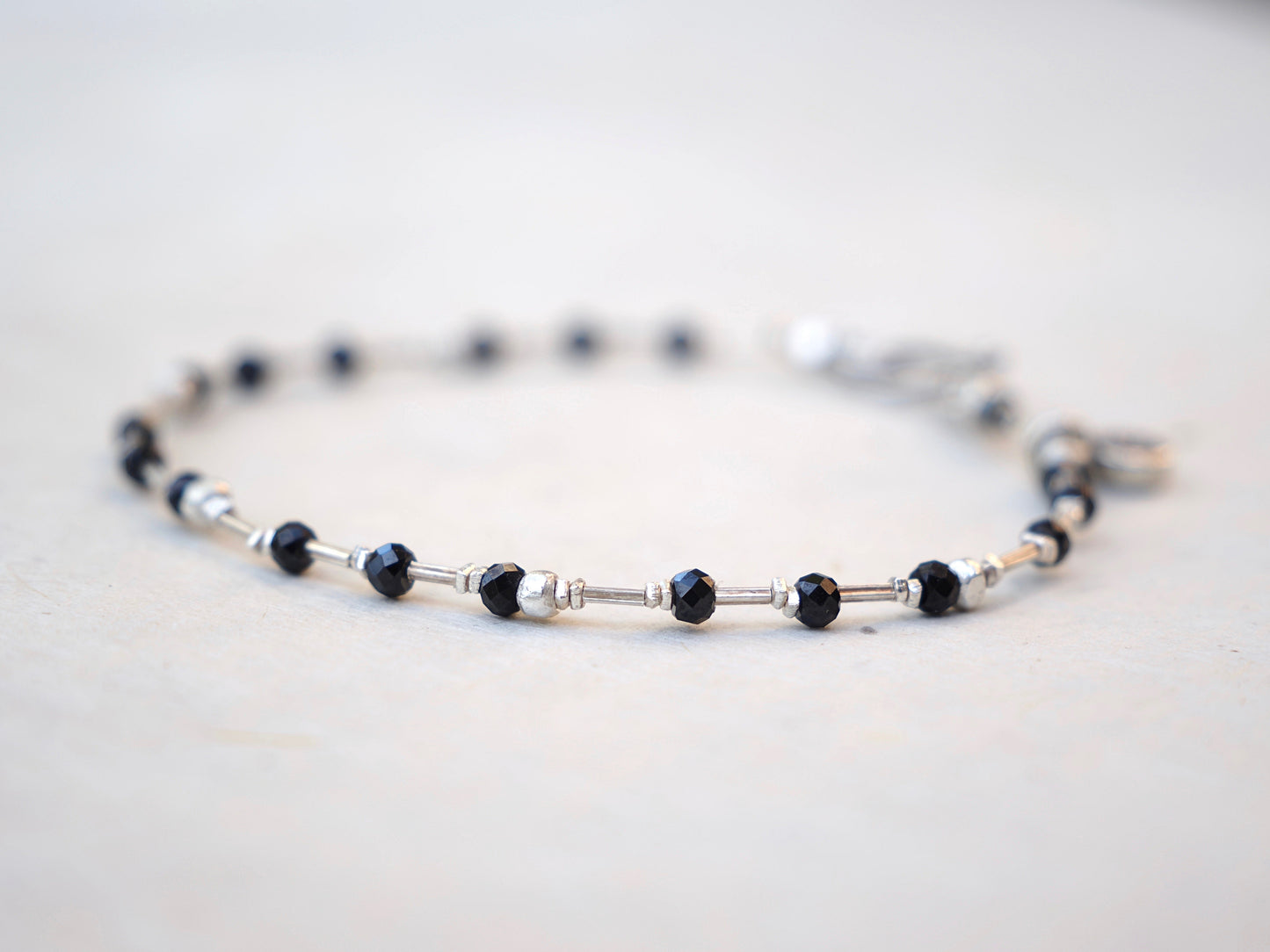 -Black spinel・Silver- bracelet