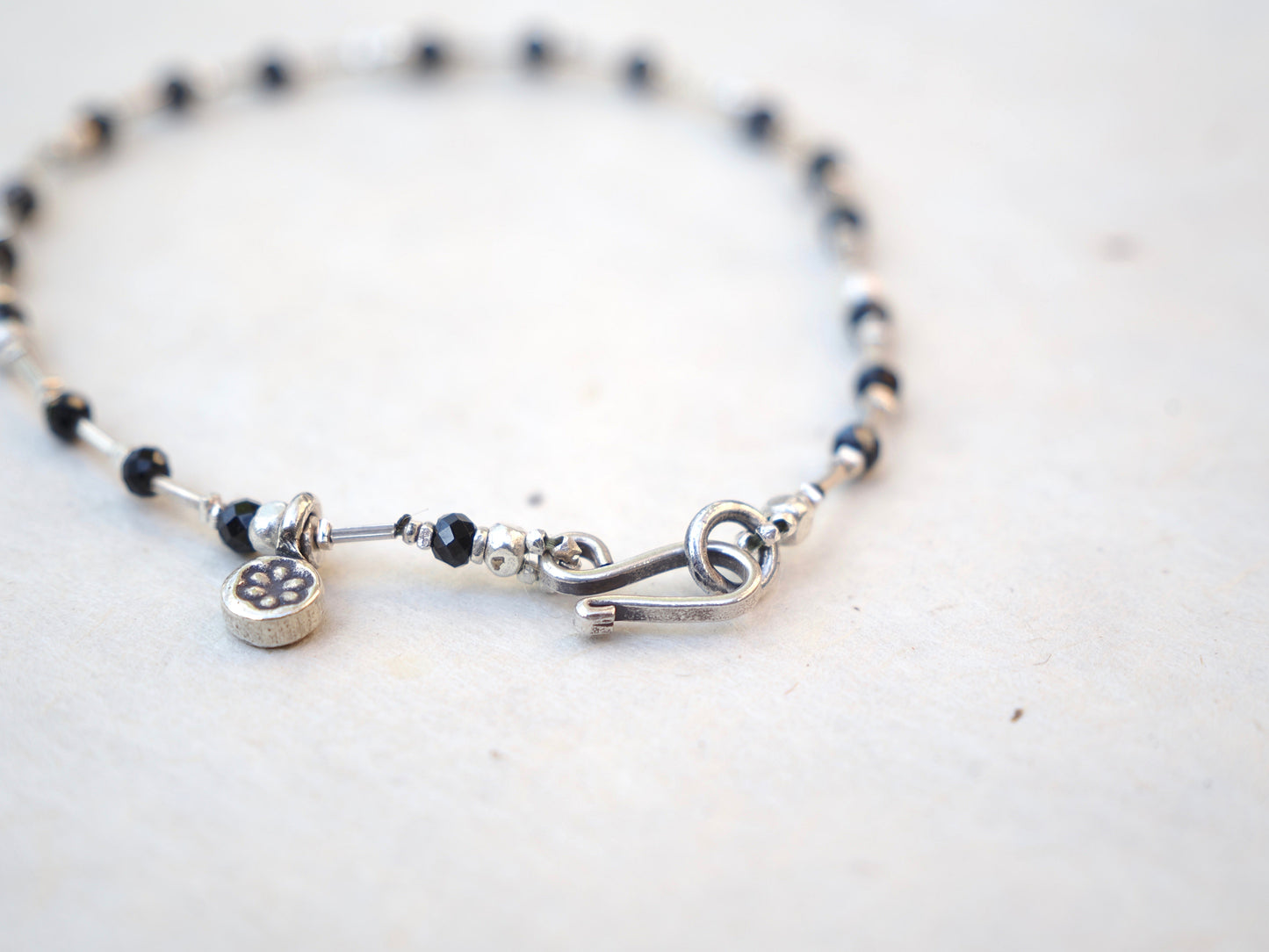 -Black spinel・Silver- bracelet