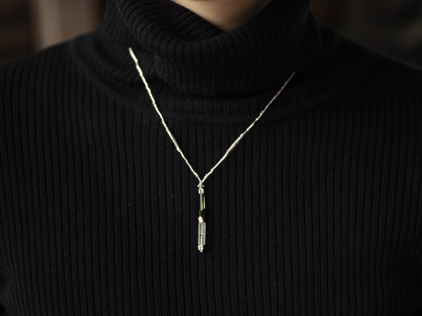 -Tourmaline- silver 'Y-line'