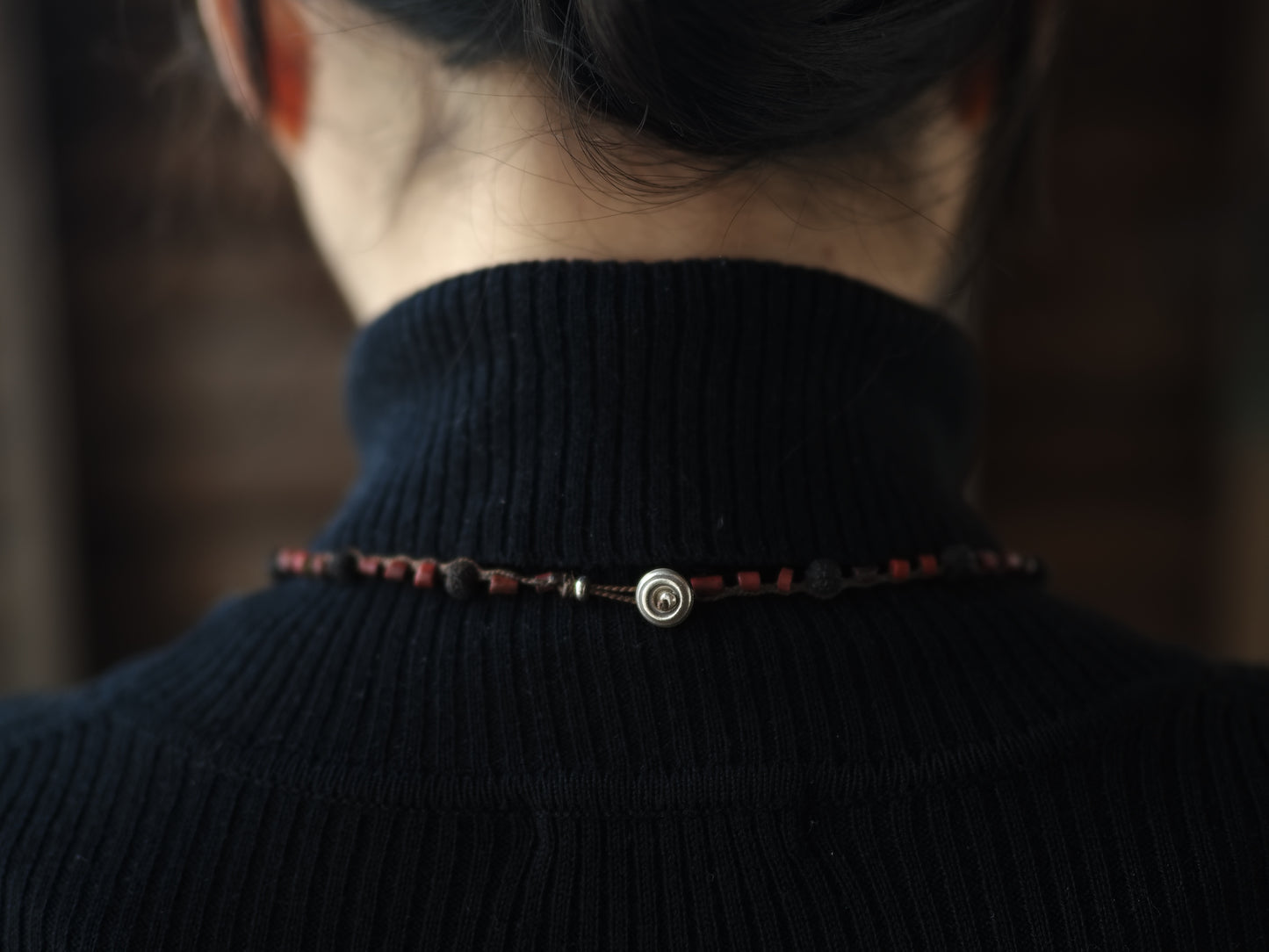 -India old silver- "black & red" braid