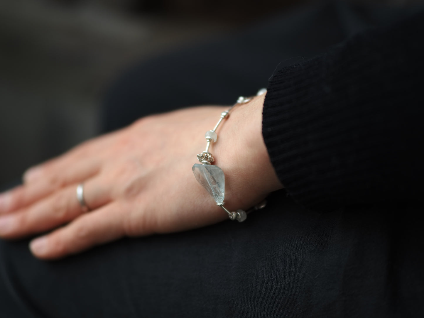 -Aquamarine- "moonstone・silver"