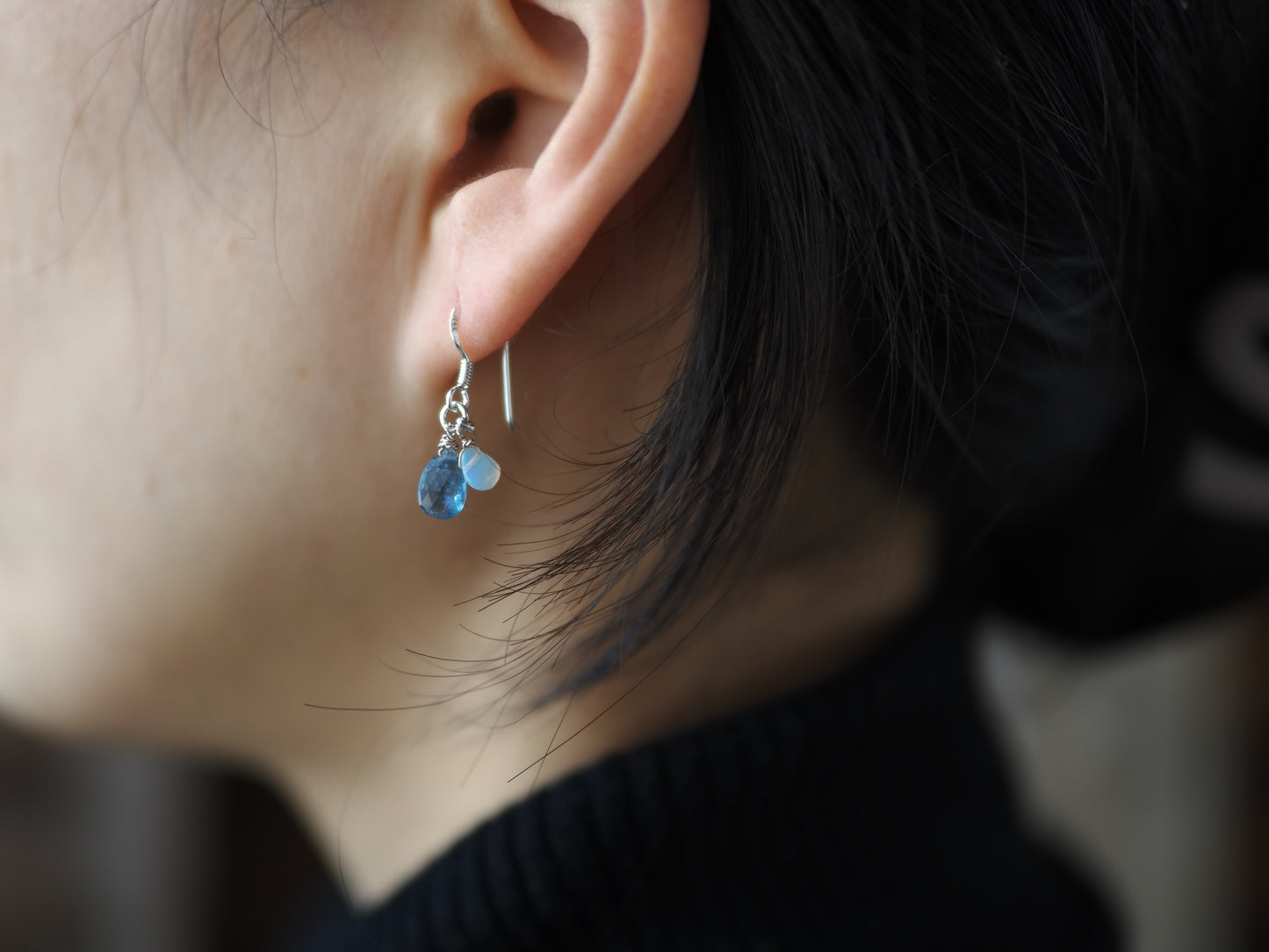 -'Santa Maria' Aquamarine・Opal- hooks