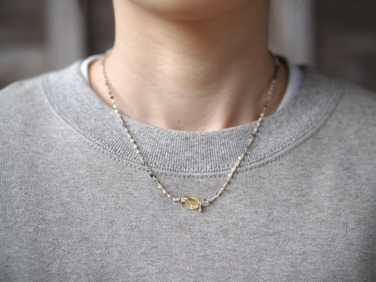 -Citrine・Scapolite- braid choker