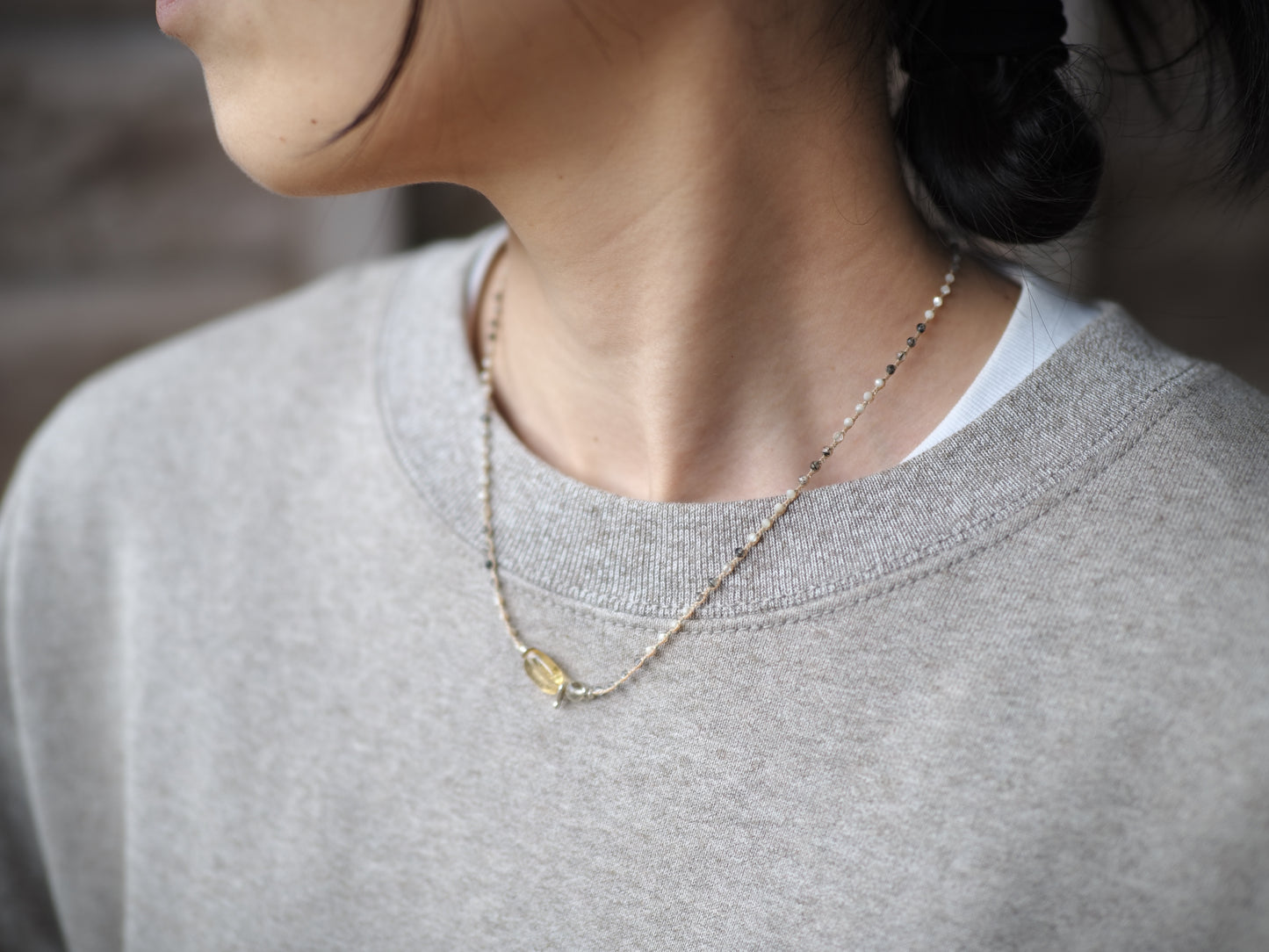 -Citrine・Scapolite- braid choker