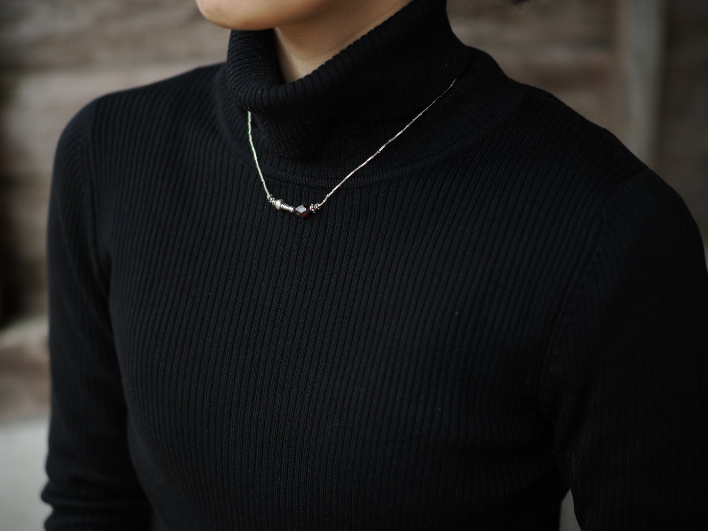 -Garnet・India silver- silver choker