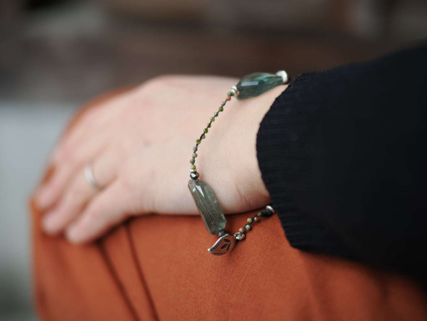 -Fluorite- unakite braid