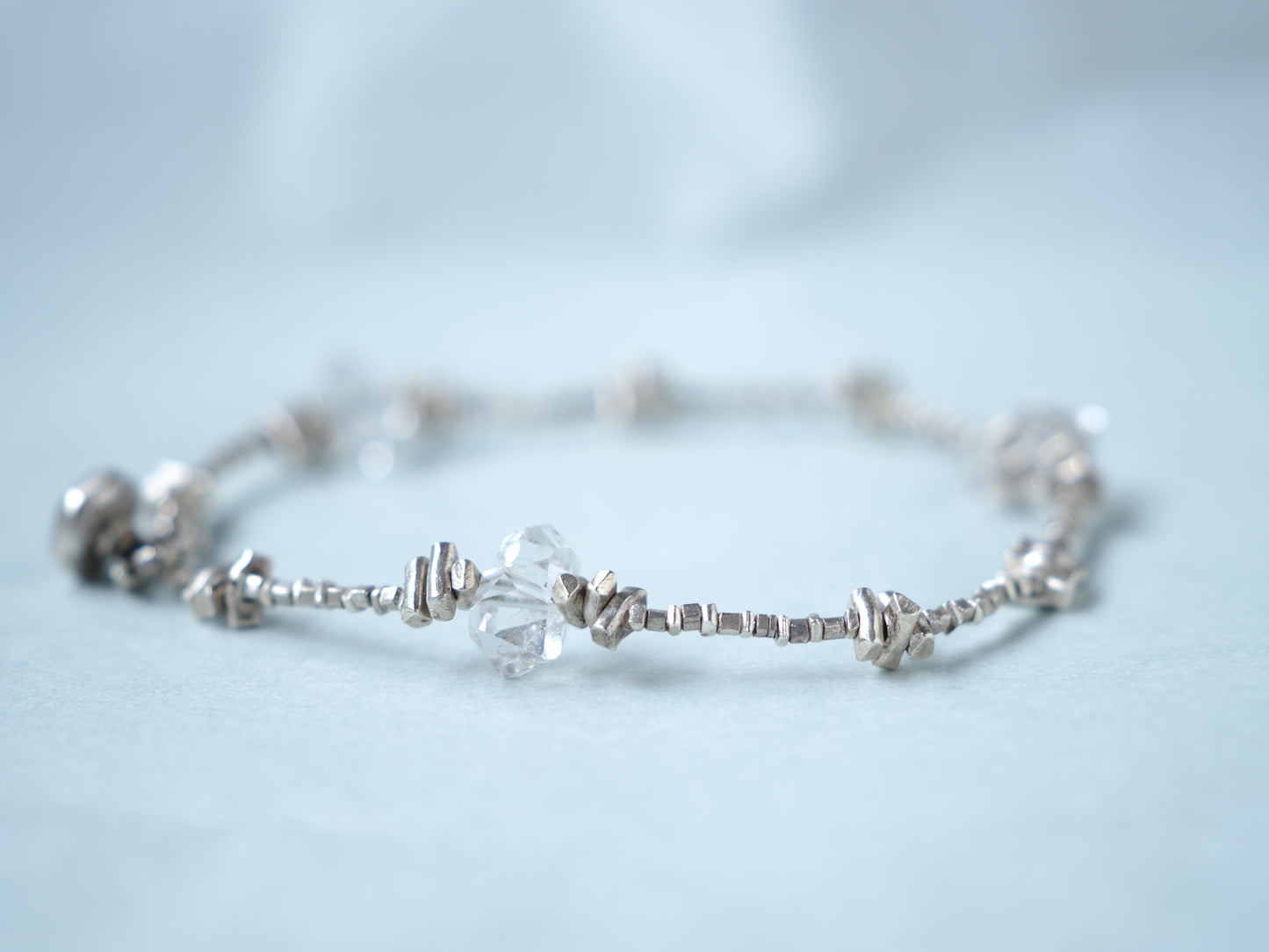 -Herkimar diamond- silver bracelet