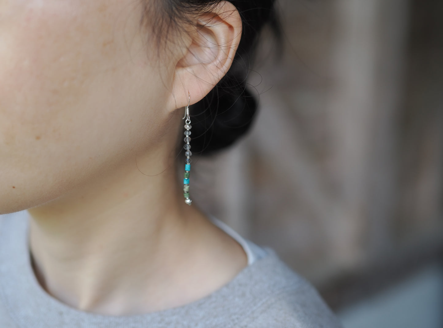 -Turquoise・Tourmaline quartz- hooks