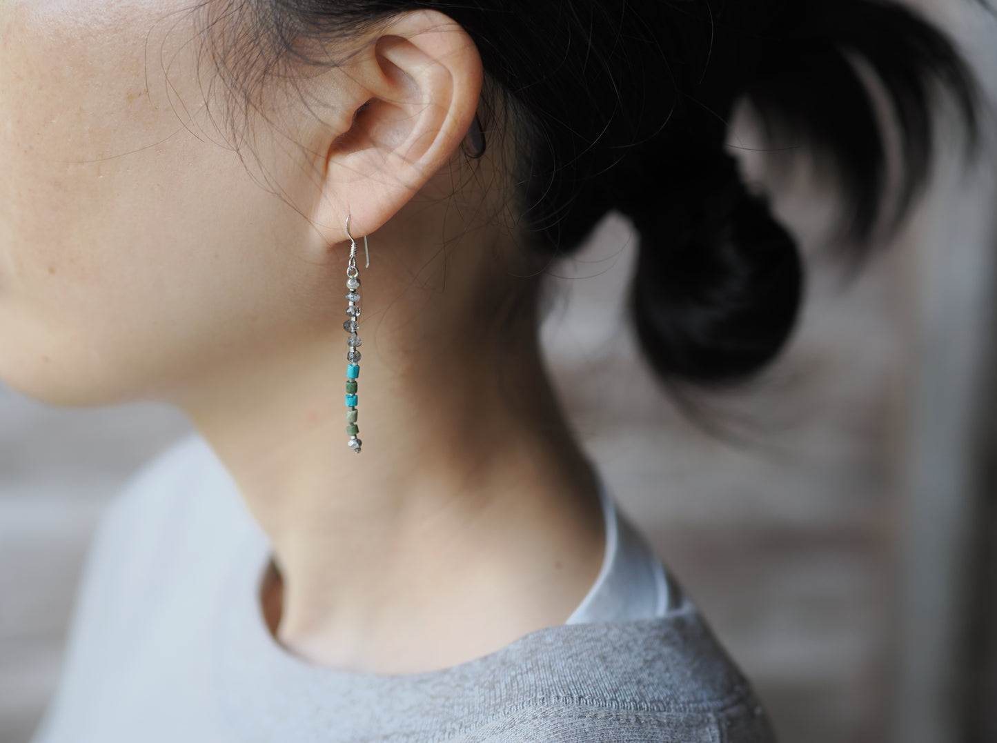-Turquoise・Tourmaline quartz- hooks