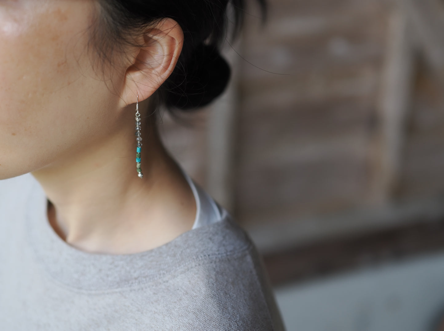 -Turquoise・Tourmaline quartz- hooks
