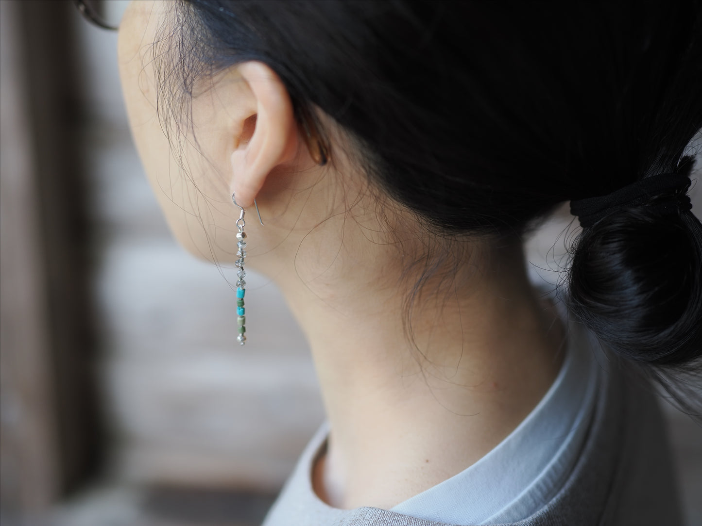 -Turquoise・Tourmaline quartz- hooks